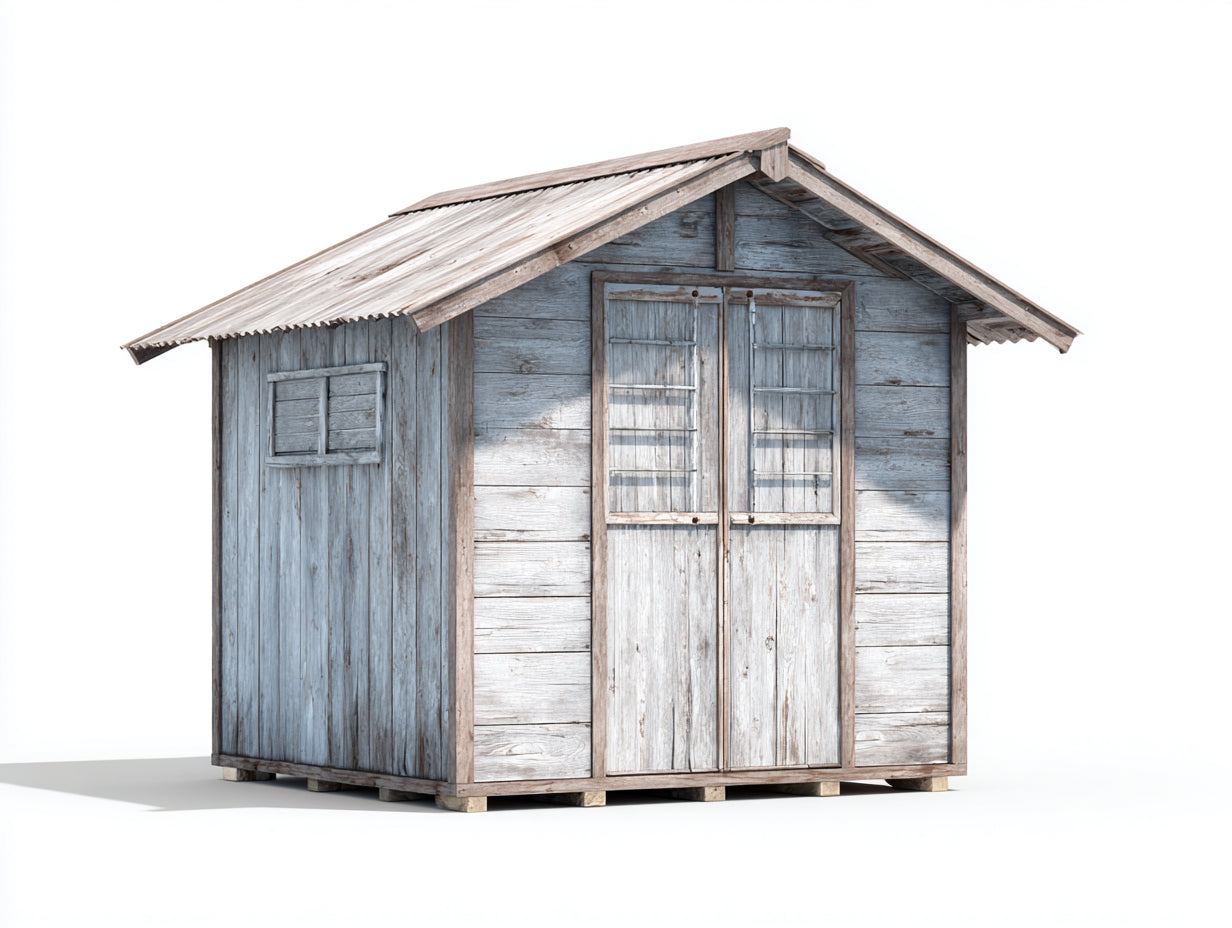 Gartenhäuser Holz 220x160x215 cm - Hellblau-Grau-Naturholz - Rustikales Gerätehaus mit Doppeltür für Garten
