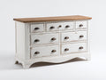 Kommode mit Schubladen aus Holz 120x45x90 cm - Weiß und Naturfarben - 7 Schubladen im Landhausstil