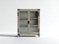 Bücherregal aus Holzwerkstoff 90x40x130 cm - Grau und Schwarz - 2 Glastüren im Industriestil