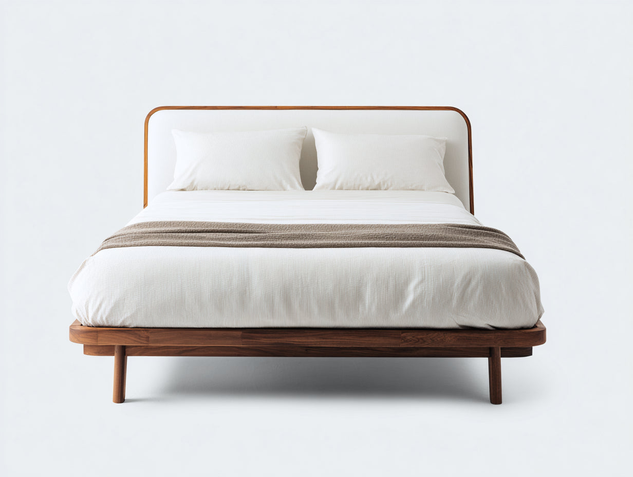Doppelbett mit Holzrahmen 210 x 170 x 105 cm - Dunkelbraun und Cremeweiß - modernes Design für das Schlafzimmer