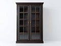 Bücherregal aus Holz mit 2 Glastüren 110 x 42 x 190 cm - Dunkelbraun - klassisches Design für Wohnzimmer und Arbeitszimmer