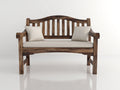 Gartenbank Massivholz und Stoff 125 x 62 x 90 cm - Braun-Beige - rustikaler Landhausstil für Garten