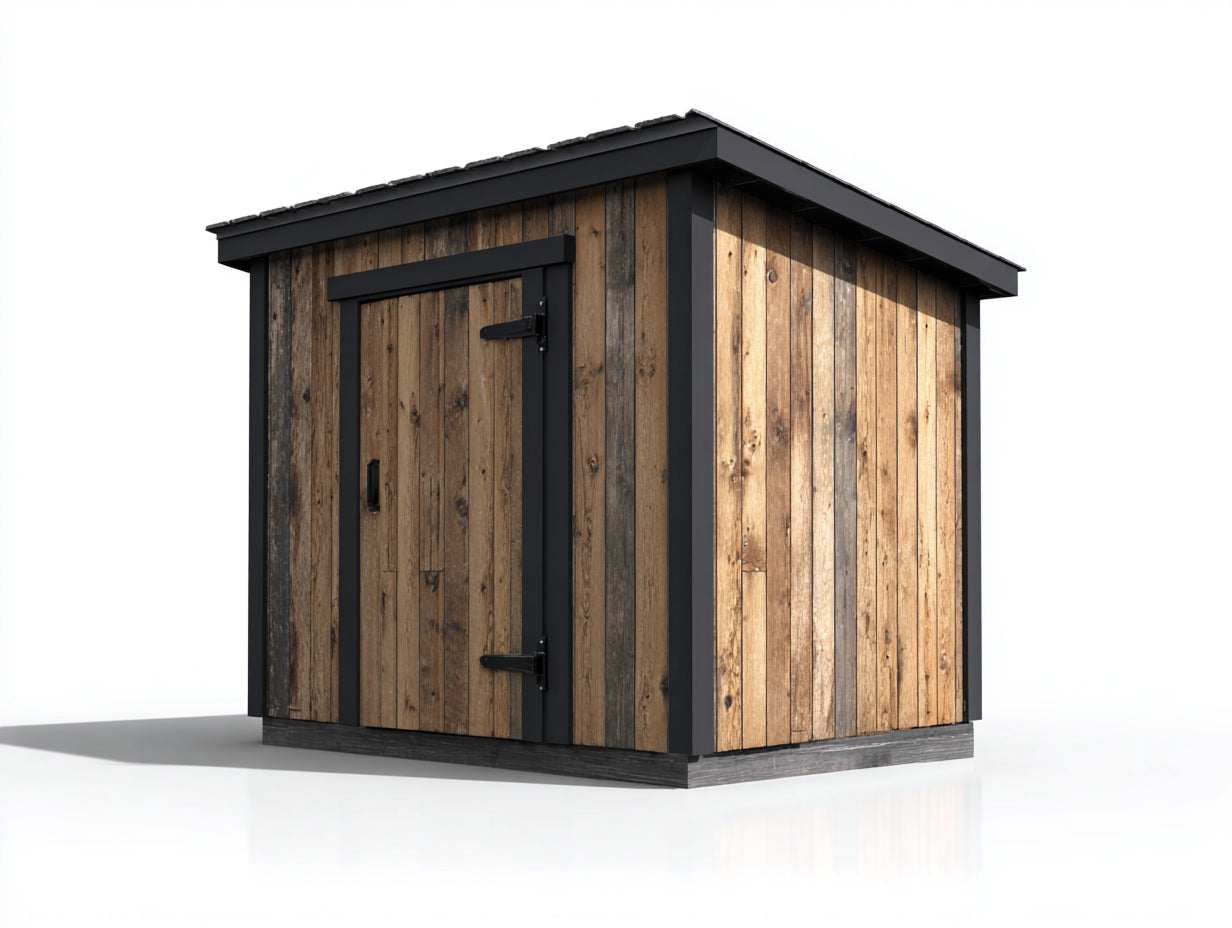 Gartenhäuser Gerätehaus Holzoptik 240x200x220 cm - Naturholz-Schwarz - modernes Gartenhaus mit 1 Tür