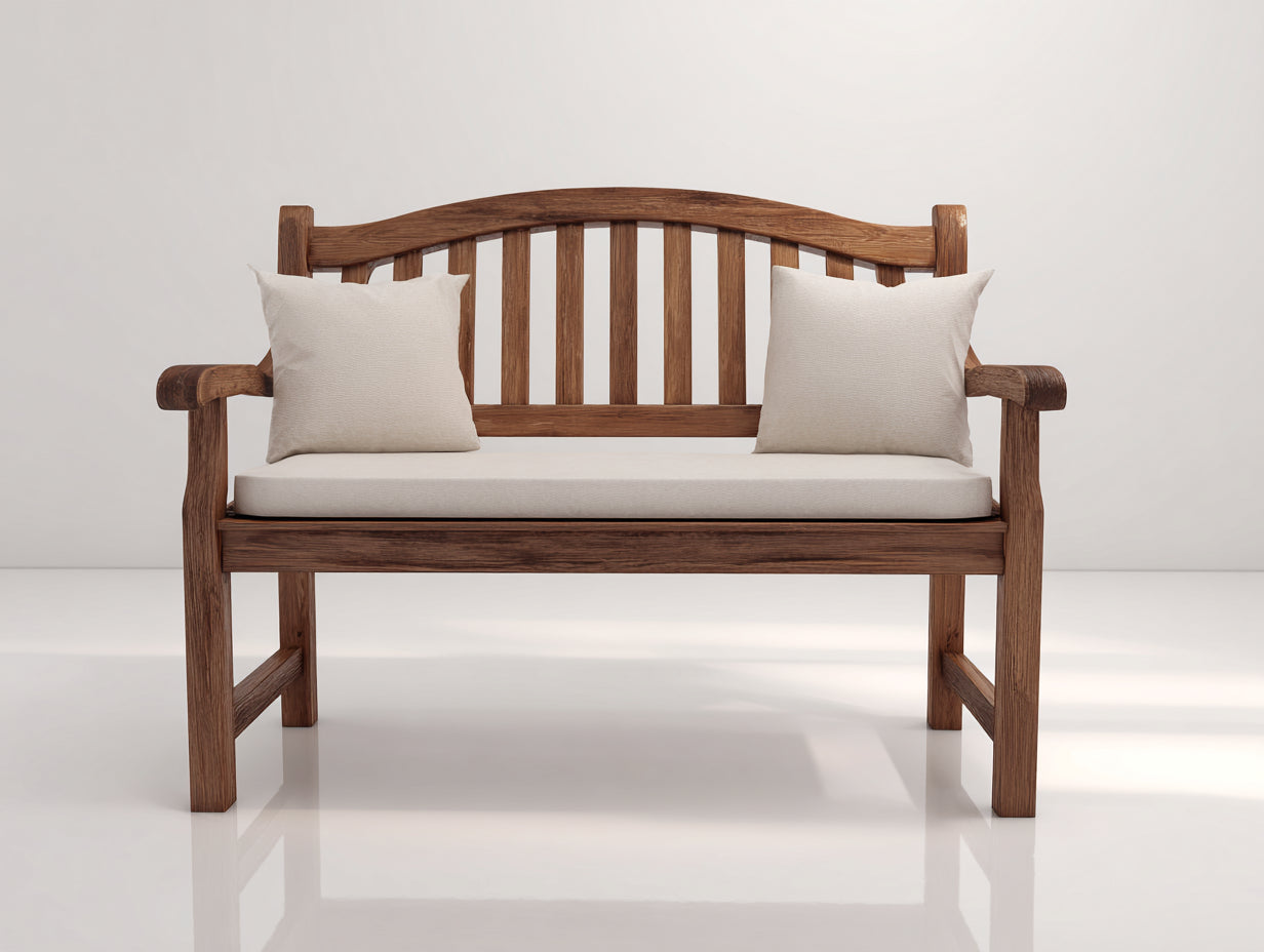 Gartenbank aus Massivholz 135x62x90 cm - Braun - 2-Sitzer mit geschwungener Rückenlehne