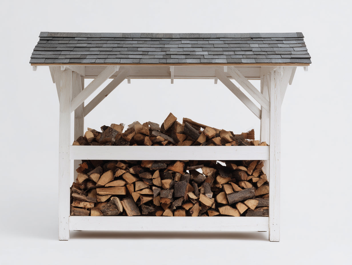 Kaminholzregal Holz 220x65x150 cm - Weiß-Anthrazit - überdachte Gestaltung für Außenbereiche