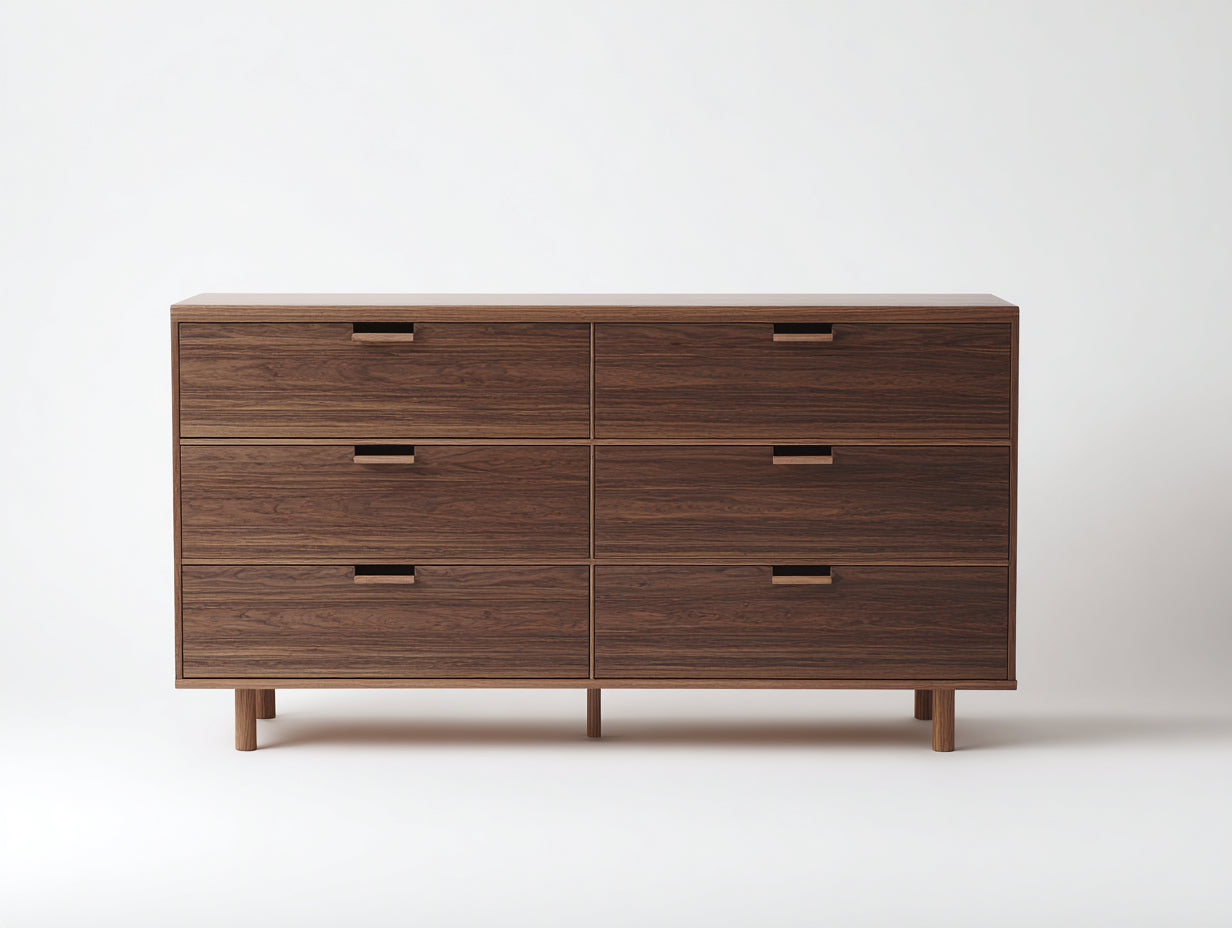 Kommode mit Schubladen aus Holzwerkstoff 140x45x85 cm - Dunkelbraun - 6 Schubladen im modernen Stil