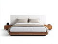 Doppelbett Holz 220x180x105 cm - Naturholz Weiß - modernes Plattformdesign