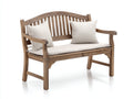 Gartenbank aus Holz mit Sitzkissen 135 x 65 x 95 cm - Braun und Beige - rustikales Design für Garten und Terrasse