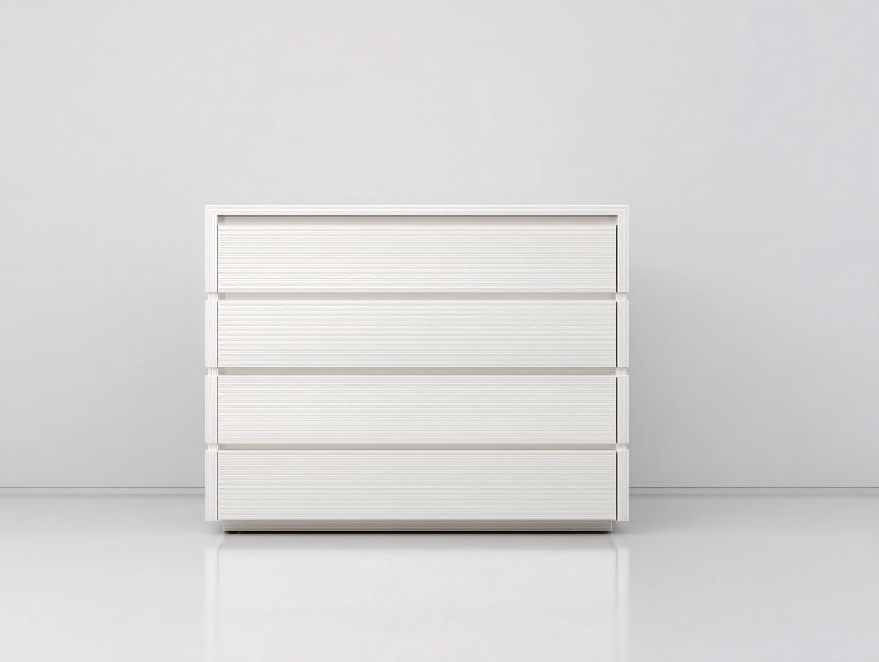 Kommode mit Schubladen aus Holzwerkstoff 100 x 40 x 85 cm - Weiß - modernes griffloses Design für das Schlafzimmer