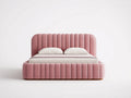 Doppelbett Polsterbett Samtoptik 200x180x110 cm - Rosa - vertikales Rillendesign