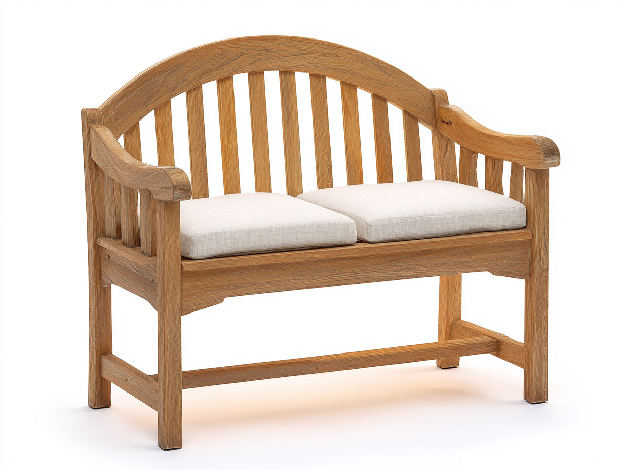 Gartenbank aus Massivholz 125x60x92 cm - Naturfarben - 2-Sitzer mit gebogener Rückenlehne
