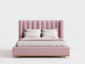 Doppelbett Stoff 210 x 190 x 128 cm - Rosa-Gold - modernes Polsterdesign für Schlafzimmer