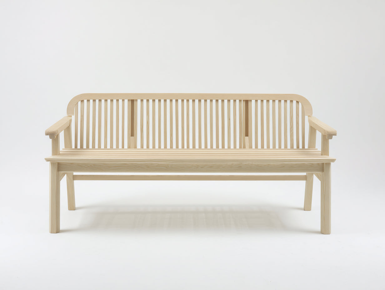 Gartenbank Holz 150x60x88 cm - Naturholz - klassische Outdoor Sitzbank mit Armlehnen